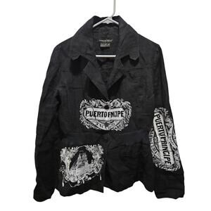 Unique Isabel de Pedro Black Blazer Jacket Size 8 Spain Designer Graphic